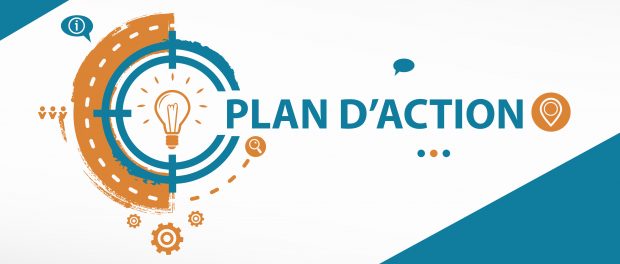 Graphic with the words Plan d'action