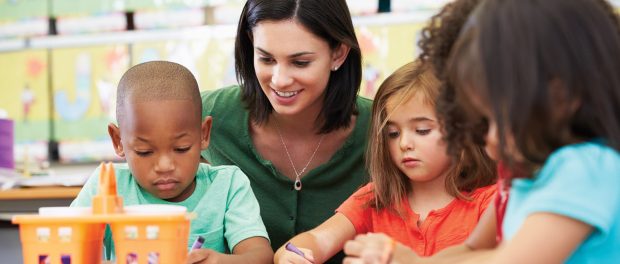 Photo of an educational worker with children