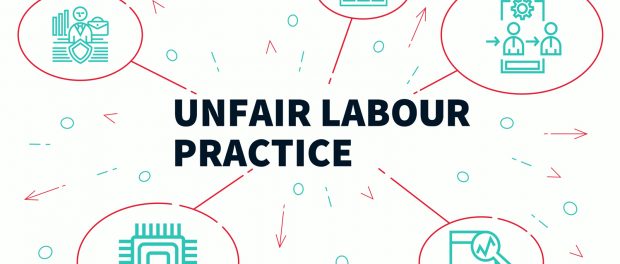 Illustration with the words unfair labour practices
