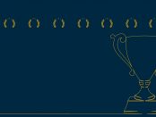 Illustration of a golden cup outline and laurel leaves above it