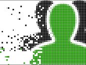 Image of a pixalized person's head and shoulders