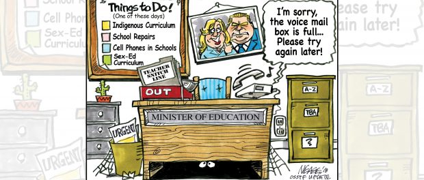 Image of the October 2018 Minister of Education's office and nothing is getting seen to.