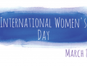 Artistic lettering of the words International Women's Day