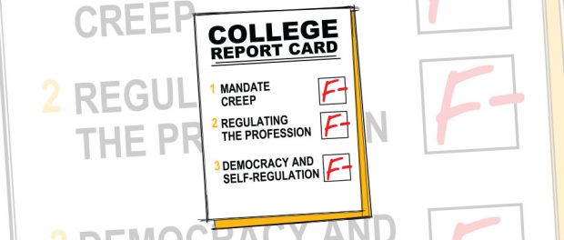 Cartoon: College report card with F minus grades