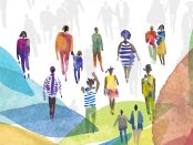 An illustration of a variety of Black people walking together