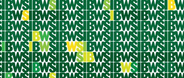 Image with the lettering WSIB repeated in green and yellow colours