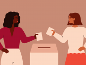 Young women voting