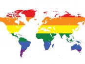 Rainbow coloured world map