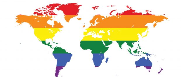 Rainbow coloured world map