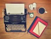 call for writers, type writer, notebook