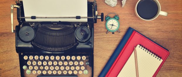 call for writers, type writer, notebook