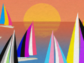 Boats by sunset