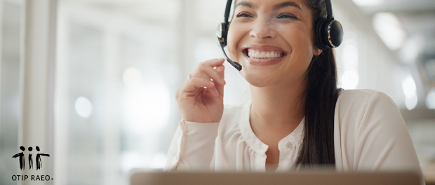 Woman smiling on the phone