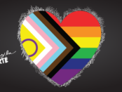 Heart with the 2SLGBTQIA+ flag inside