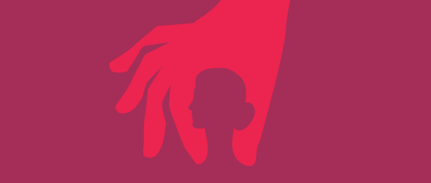 hand grabbing a woman's head