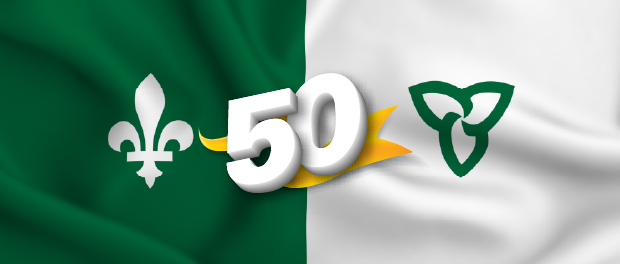 Franco-ontarian Franco-Ontarian Flag with 50th anniversary on it