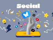 Hand coming out of the phone to grab the new Social Media BlueSky logo