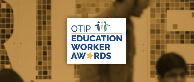 Ed Worker in background with OTIP logo on front