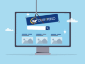 graphic of a laptop with a Website being redesigning