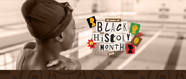 Black History Month, Black swimmer looking at the pool